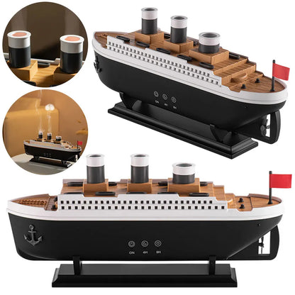 300Ml Titanic Ship Model Air Humidifier Essential Oil Diffuser Jellyfish Smoke Ring Spray Aroma Diffuser Night Light for Home